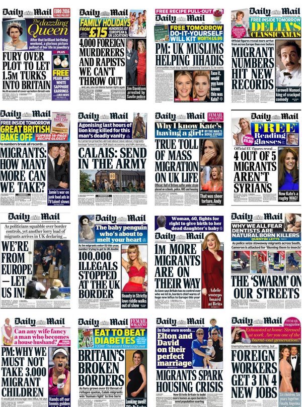 Image result for daily mail immigration front pages